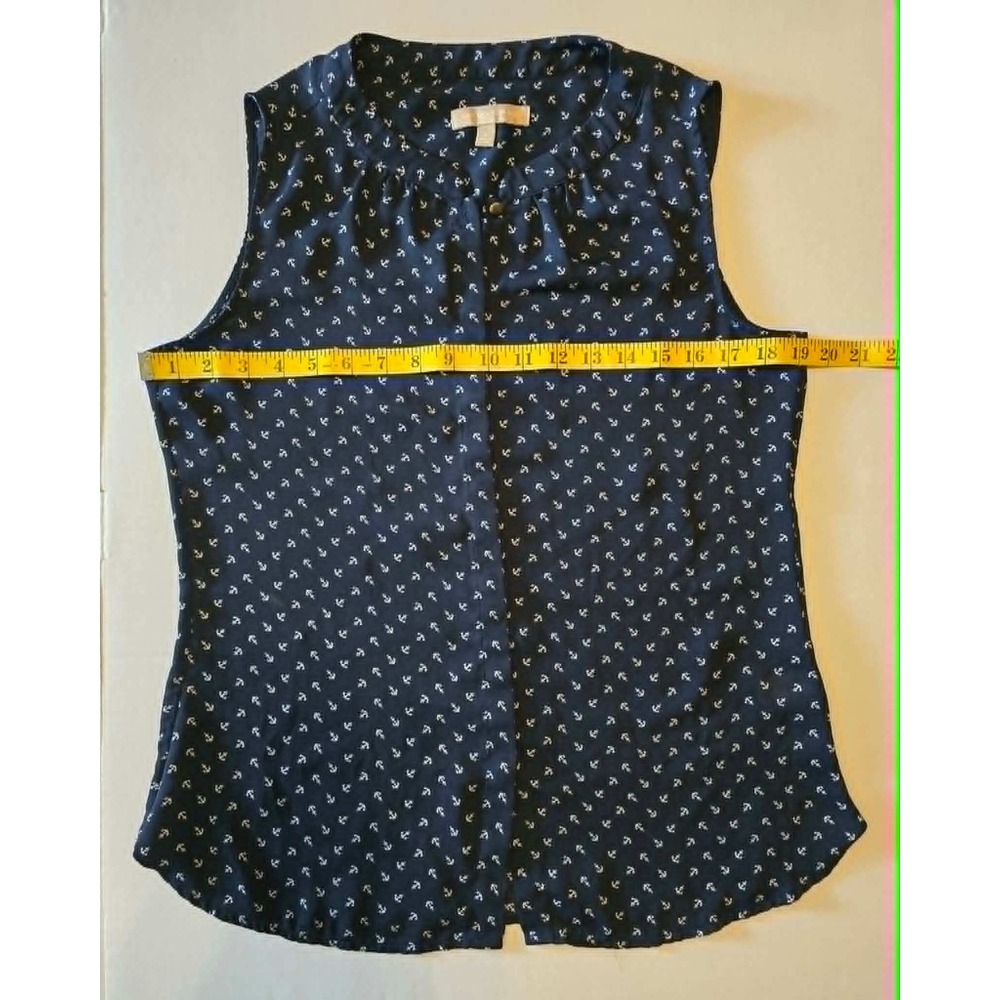 Banana Republic Navy Blue Anchor Print Sleeveless Blouse Top Womens 6 Nautical